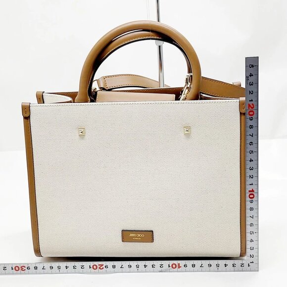 JIMMY CHOO Tote Bag White Canvas 599-051925 - Picture 2 of 13